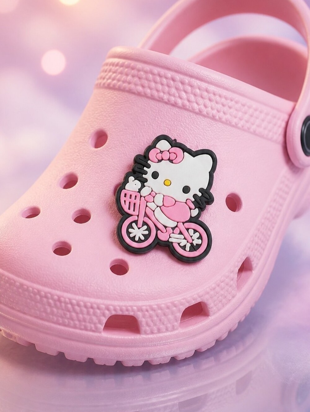 Hello Kitty Pink Bicycle Bunny Croc Shoe Charm Kawaii Bike Cute Accessory